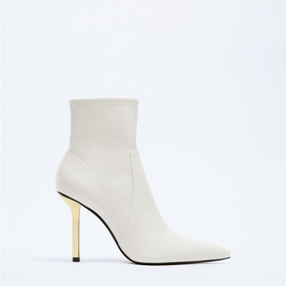 NWT ZARA METALLIC HEELED ANKLE BOOTS - Picture 2 of 7